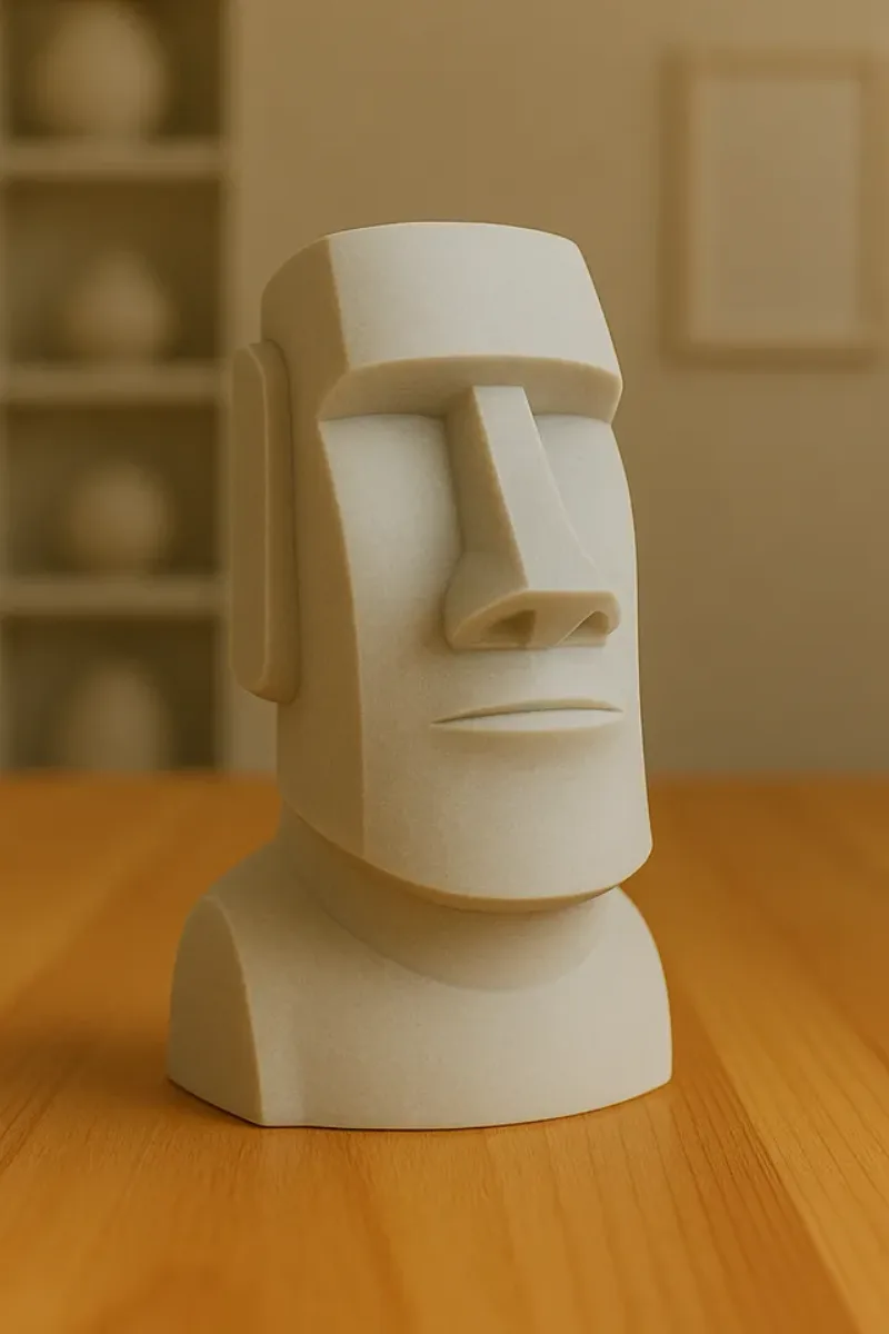 The photo of a moai statue used as input to 3D Mate